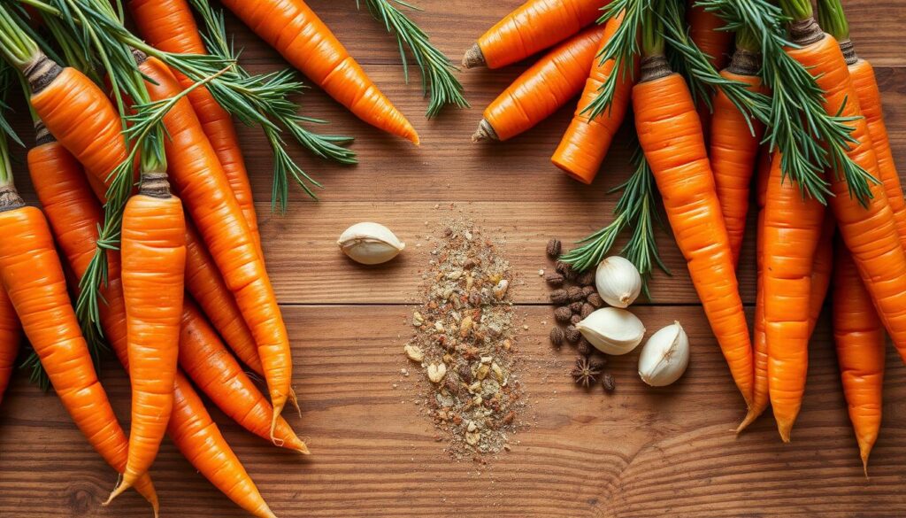 fresh carrots and seasonings