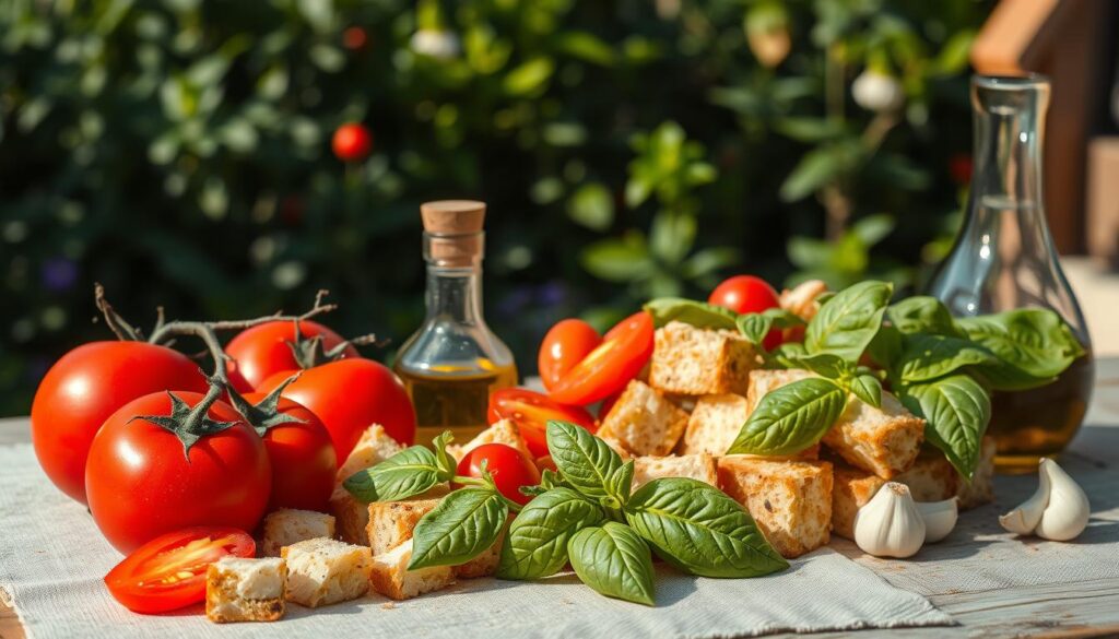 Essential ingredients for Panzanella